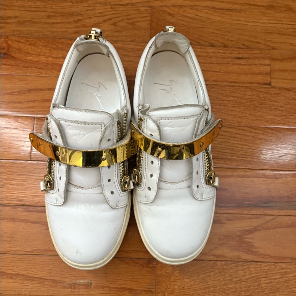 Giuseppe Zanotti Gold Strap White Sneakers